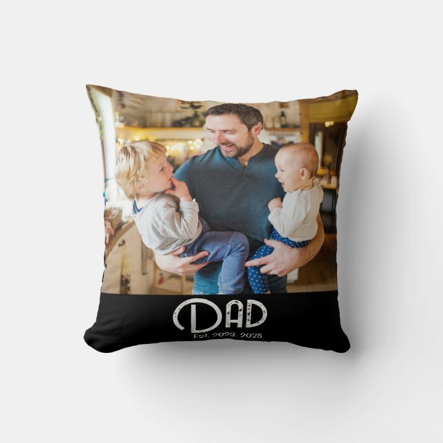 Almofada Dad Established Photo Black Grunge Script (Frente)