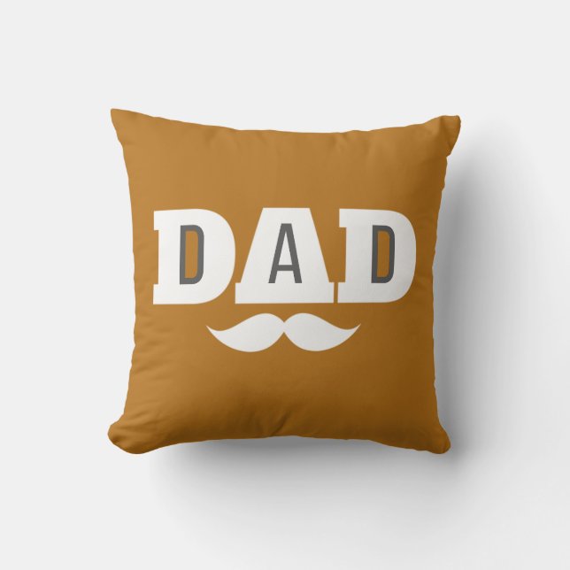 Almofada Dad Throw Pillow Mustache Brow Black Grey Orange (Frente)