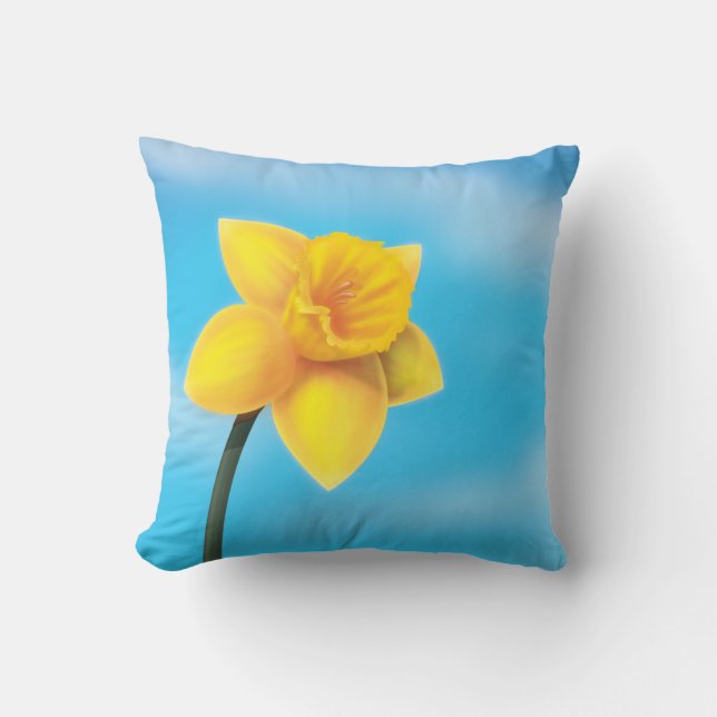 Almofada Daffodil Amarelo Brilhante (Frente)