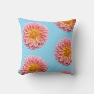 Almofada Dahlia rosa e gotas cor-de-rosa