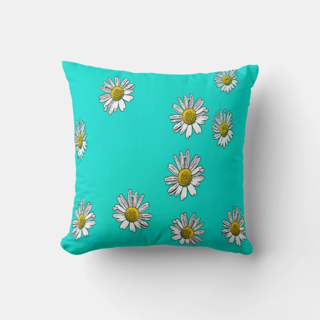 Almofada Daisies desenhadas (Frente)