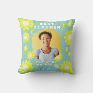 Almofada Daisy Best Teacher Photo Teal