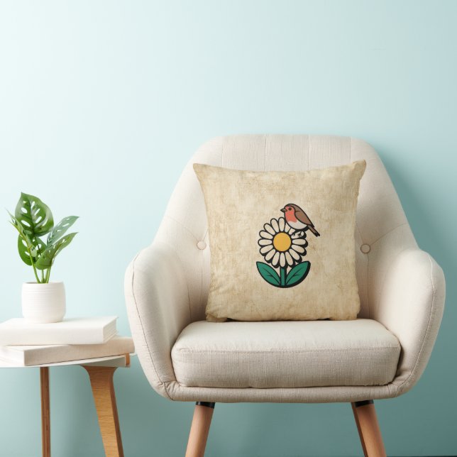 Almofada Daisy e Bird Design (Cadeira)