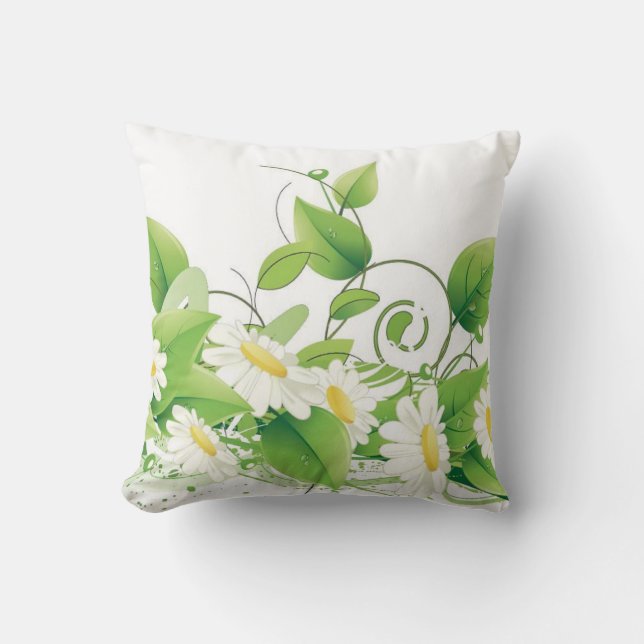 Almofada Daisy Floral Leaf Travesseiro decorativo (Frente)