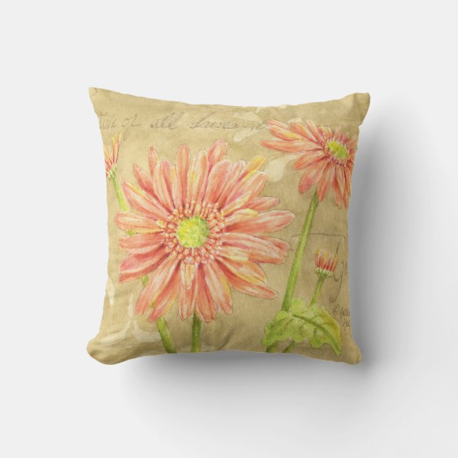 Almofada Daisy Garden Notes Algodão 16 x 16 (Frente)