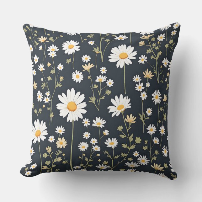 Almofada Daisy Meadow Floral Pattern.Modern ao ar livre (Frente)