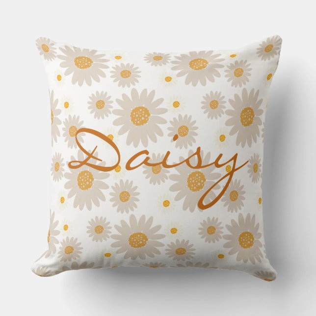 Almofada Daisy name reveal custom retro daisy boho flower (Frente)