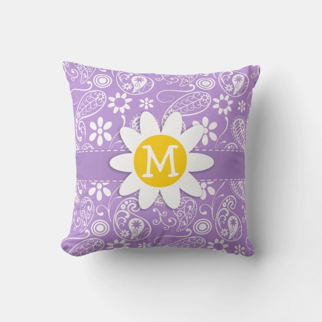 Almofada Daisy on Lavanda, Light Purple Paisley Pattern (Frente)
