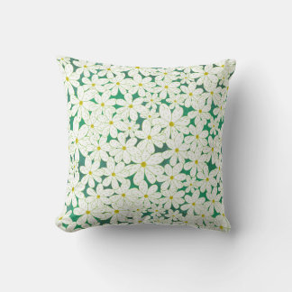 Almofada Daisy Patch - Margaridas brancas em fundo esmerald