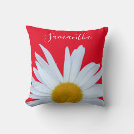 Almofada Daisy Photo Red Elegant White Script