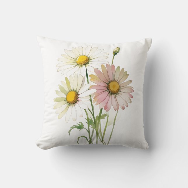 Almofada Daisy Watercolor Flower Modern Professional (Frente)