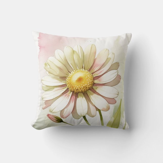 Almofada Daisy Watercolor Flower Modern Professional (Frente)