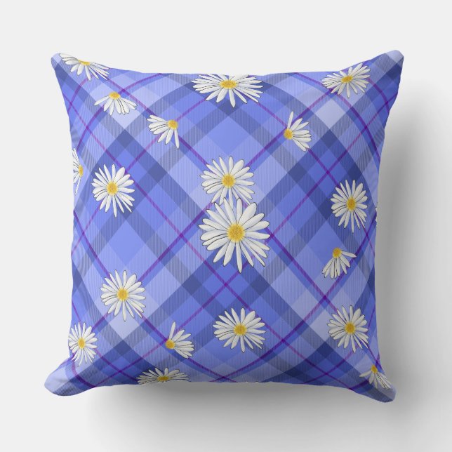 Almofada Daisy Xadrez Blues (Frente)