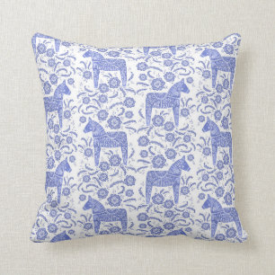 Almofada Dala Horse, Sueco, Tradicional Art Blue