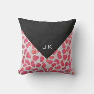 Almofada Dálmata Rosa e Branco com Monograma