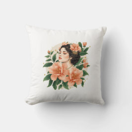 Almofada Dama da Flor Rosa – Flora Feminina Inspirada no Pe
