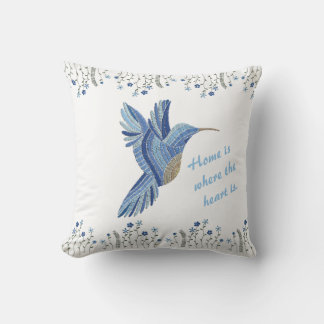Almofada "Dama de beija-flor Azul