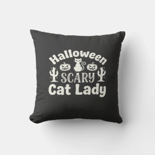 Almofada Dama de Gato Assustador de Halloween_1