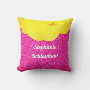 Almofada Dama de Honra Rosa Brilho Floral Casamento Rosa Am