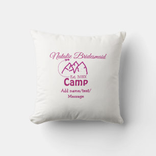 Almofada Damas de honra do acampamento rosa adicionar nome