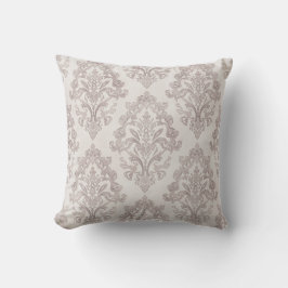 Almofada Damasceno Clássico Floral Suave em Taupe com Aquar