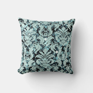 Almofada Damasco aquático Tiffany azul LuxSequin da cercet