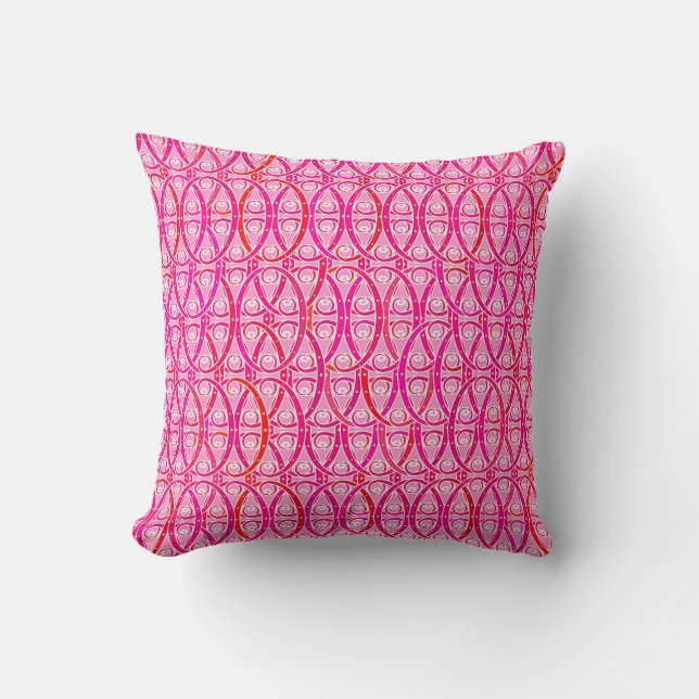 Almofada Damasco árabe - rosa morango (Frente)