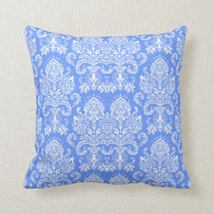 Almofada Damasco azul do Victorian do Cornflower