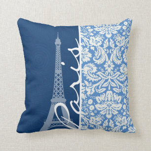Almofada Damasco azul; Paris