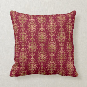 Almofada Damasco Dourado Elegante No Travesseiro decorativo