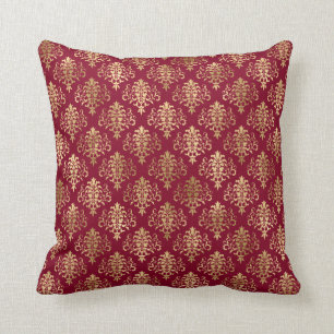 Almofada Damasco Dourado Elegante No Travesseiro decorativo