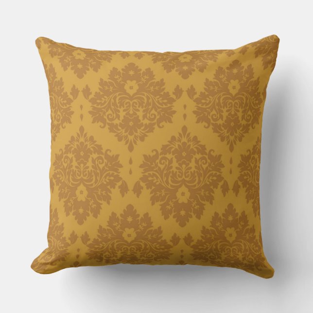 Almofada Damasco dourado luxuoso (Frente)