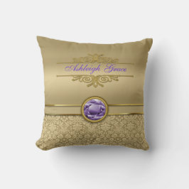 Almofada Damasco Dourado metálico brilhante de pedra