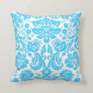 Almofada Damasco extravagante do azul e do branco modelado