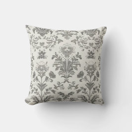 Almofada Damasco Floral Branco Vitoriano Antigo