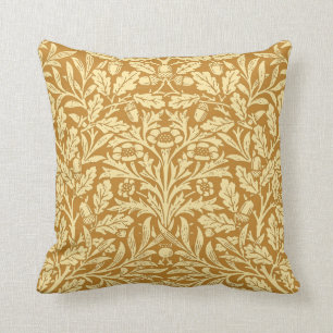 Almofada Damasco floral de Nouveau da arte, amarelo da