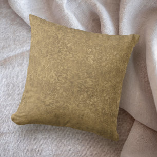 Almofada Damasco gasto Dourado antigo