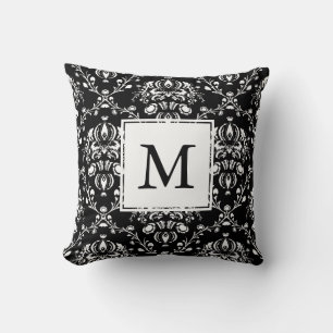 Almofada Damasco Personalizado Preto e Branco