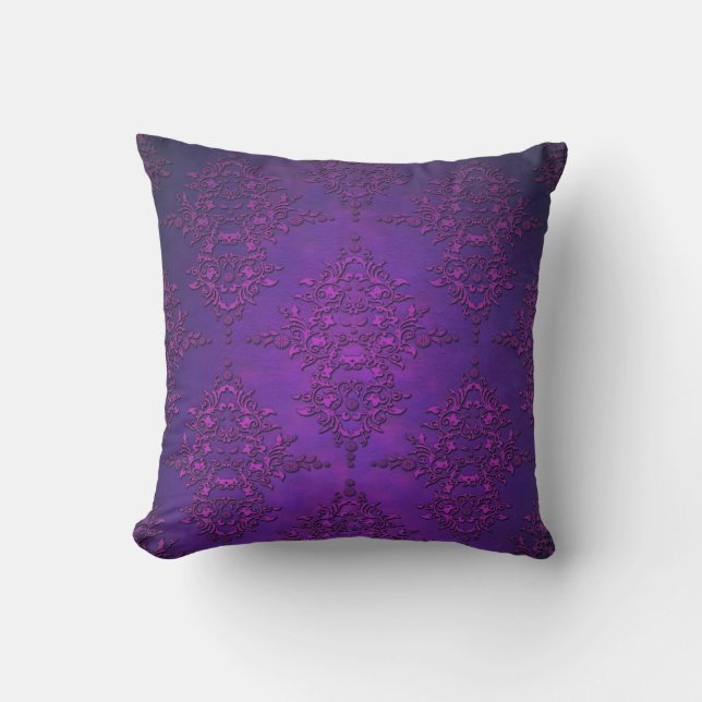 Almofada Damasco Roxo Vibrante Chique (Frente)