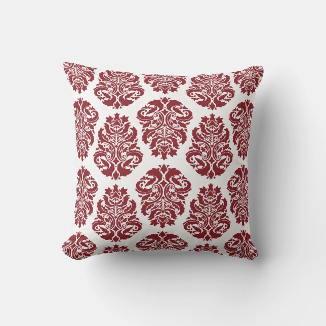 Almofada Damasco Vermelho Chic (Frente)