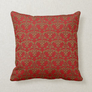Almofada Damasco vermelho & Dourado