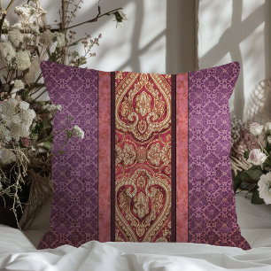 Almofada Damasco vermelho e roxo inspirado no Elegante