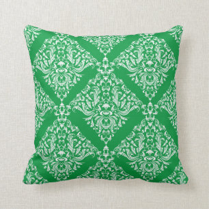 Almofada Damascos Florais Elegantes Brancos E Verdes 2