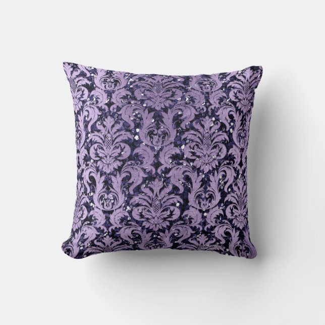 Almofada Damask Blue Marinho Violet Cottage Roxo (Frente)