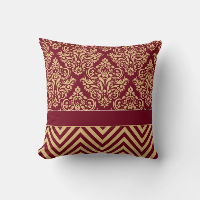 Almofada Damask Chevron - areia burdy (Frente)