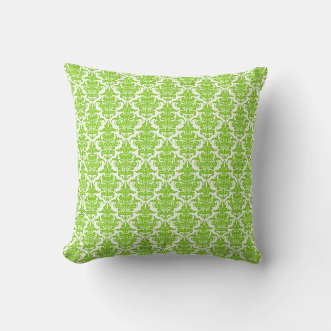 Almofada Damask - Martian Green on White (Frente)