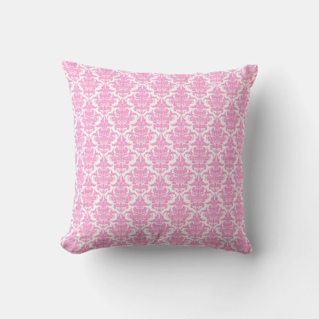 Almofada Damask - Rosa em Branco (Frente)