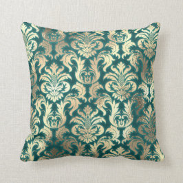 Almofada Damask Sepia Dourada Lux Metálico Efeito do Veludo