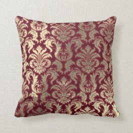 Almofada Damask Sepia Dourada Metallic Burgundy Velvet