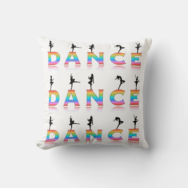 Almofada Dança, multi-colorida com silhuetas fêmeas (Frente)